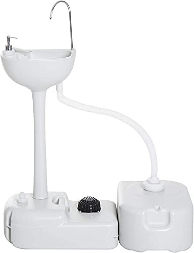 GZD Portable Washing Station,Mobile Freestanding Hand Wash Sink for Camping,Caravans,Outdoor Activities Water Tank Drainage Equipment with Wheels