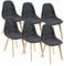 Lot de 6 Chaises de Salle à Manger Design Sièges Rembourrés Polyester Pieds en Bois de Hêtre 86 x 53 x 47 cm Noir