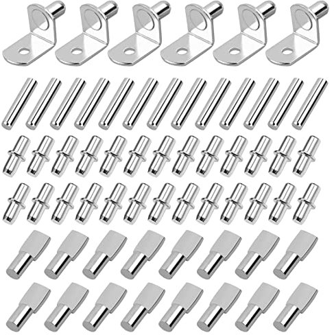 Natuce 120 Stück 5 mm 4 Art Regalträger Stützen Regalbodenträger Stützen Regalboden Halterung Regalstifte Edelstahl Edelstahl Bodenträger Regalstütze für Möbel Kommode Regal Bücherregal Unterstützung