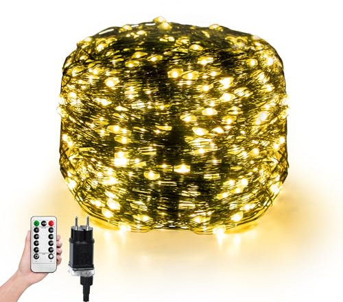 Aufun Led Stringa Luci 80M 800 LEDs, 8 Modalità IP44 Natale Lucine Decorative per Feste di Natale Indoor all'aperto, Decorazioni, Camera da Letto, Mobili da Balcone, Matrimoni, Bianco Caldo