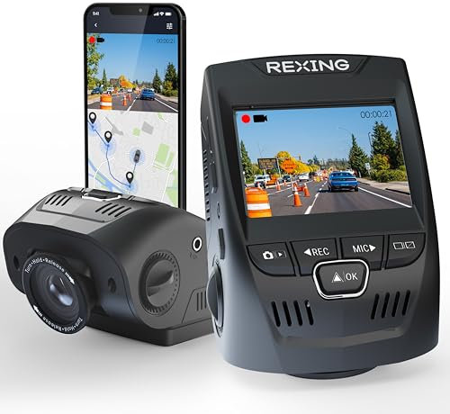 RexingUSA V1-4K Ultra HD GPS Car Dash Cam with Wi-Fi 2.4” LCD Screen | 170° Wide Angle Dashboard Camera Recorder with G-Sensor | WDR | Loop Recording | Supercapacitor | Mobile App | 256GB Supported