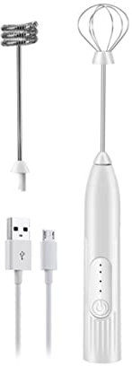 MEZCLADORES ESPUMADOR DE LECHE ELÉCTRICO DE MANO Espumador de café recargable con 2 batidores Mini agitador de 3 velocidades para Cappuccino Latte Egg Mix (Color : White Size : 12.2 x 1.3 x 1.3in) 19