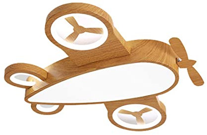 Kinderleuchten Deckenleuchte Dimmbar Holz Deckenlampe mit Fernbedienung Weiss Minimalistisch Kronleuchter Kinderzimmer Jungenzimmer Schlafzimmer Wohnzimmer Esszimmer 48cm Modern LED Flugzeuge Lampen