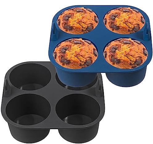 webake Groß Muffin Silikonform für Heißluftfritteuse 2 Stück 8cm Air Fryer Silikon Muffinform Airfryer Backform Muffinförmchen Cupcake Förmchen für Cupcakes, Kuchen, Pudding