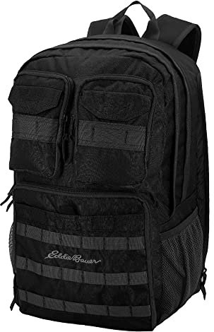 Eddie Bauer Taktischer Cargo-Rucksack, Abenteuer, strapazierfähig, Outdoor, wasserabweisend, 600D-Polyester, Schwarz, 30 l, Taktischer Cargo-Rucksack, Abenteuer, strapazierfähig, Outdoor