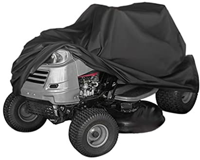 Cabilock Traktoren Rasenmäher Wasserdichtes Elektro Rasentraktor Abdeckung Traktor Abdeckplane Aufsitz Abdeckhaube Staubschutz Wetterschutz Cover Hülle Uv Schutz Schutzhülle Schwarz Mäher