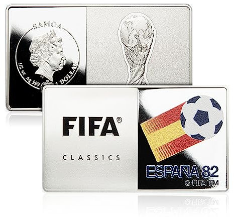 The Koin Club World Cup 1982 Spain Football Championship Silver Coin Bar Samoa $1 Dollar