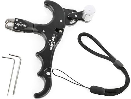 limaity Bogenschießen Release Aids 4 Finger Auslösehilfe Aluminiumlegierung 360°drehbare SpannbackenHochsensibler Einstellbarer Bogen Spannhilfen für Compoundbogen