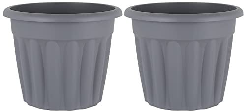 M1SS (Set of 2 50cm Upcycled Grey Round Plastic Planter Flower Pot Nursery Planter Decorative Garden Container,Indoor & Outdoor Bonsai Plants, Aloe, Herb, Orchid and More Plants/Flowers
