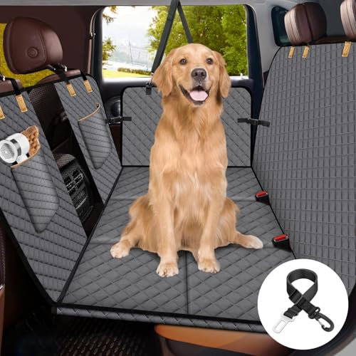 Lekereise Hunde-Autositzbezug für den Rücksitz, Harte Unterseite, Hundehängematte für Auto, Camping, Luftmatratze, Hängematte, Reisebett für Auto, SUV, LKW (Grau)