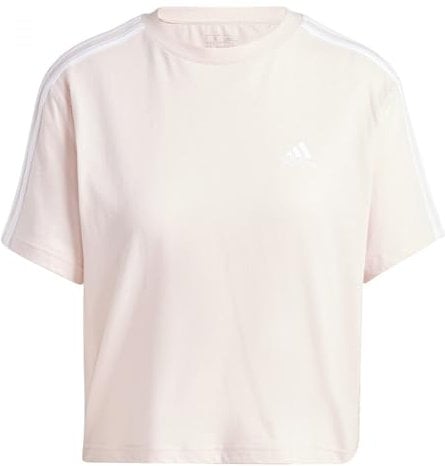 adidas Donna Essentials 3-Stripes Single Jersey Crop Top, Sandy Pink, M