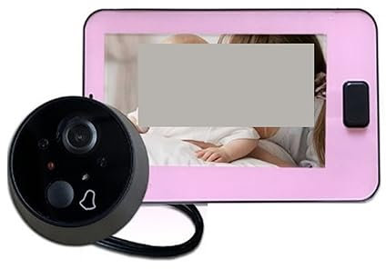 Wireless Doorbell 4.3 Inch Video Peephole Digital Door Camera Doorbell IR Night Vision 170 Degree Angle Peephole Camera Monitor Visual Doorbell for Home School Office (Color : Pink)