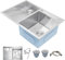 KOOGIMDDR Balcón De Lavabo De Acero Inoxidable Doméstico, Lavabo con Placa De Lavandería Fácil De Limpiar Lavabo De Doble Fregadero (Color : Left, S : 70x48cm)