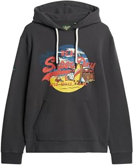 Superdry Herren LA Hoodie mit Grafik Bison Schwarz S