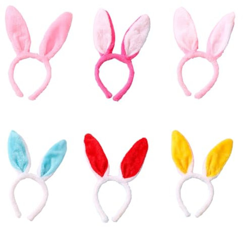 6 pièces Oreilles de Lapin Bandeau,Serre-Tête Bandeau Oreilles de Lapin,pour Pâques de fête de Pâques Costume de Déguisement Décoration.