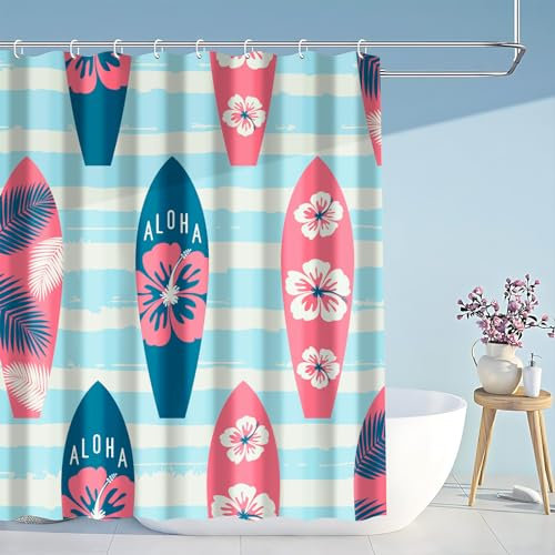 Aitsite Rideau de douche - Anti-moisissure - Pour baignoire - En textile - Lavable - Imperméable - Avec 12 anneaux de rideau de douche (180 x 180 cm)