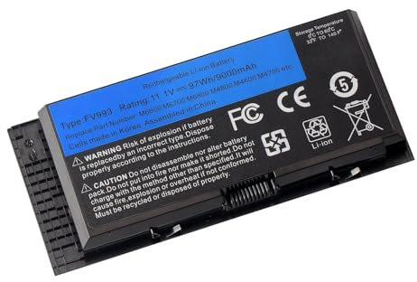 FV993 Laptop Battery Replacment for M4800 M6800 Compatible with Dell Precision M4600 M4700 M6700 M6600 Series,Fits FJJ4W KJ321 PG6RC V7M28 R7PND Laptop 11.1V/97Wh