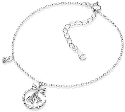 Glöckchen Armband 925 Silber Damen-Charms Verstellbar Liebes Armbänder Mit Schelle Glocken Bells Anhänger Urlaub Glücksarmband Schmuck Geschenke für Frauen Frau BFF Teenager Kinder Mädchen Weihnachten