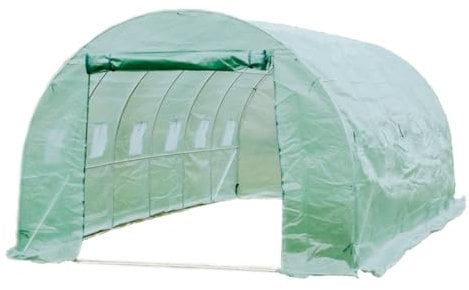 Foliengewächshaus 6 x 3 m Gartenfolientunne Typ Gewächshaus mit Stahlfundament 18m2 schwere Qualität Spezial-Gitternetzfolie 140g/m²