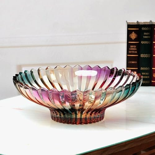 MAGCOLOR 12 inch Diameter Crystal Glass Colorful Fruit Bowl kitchen decor accessories