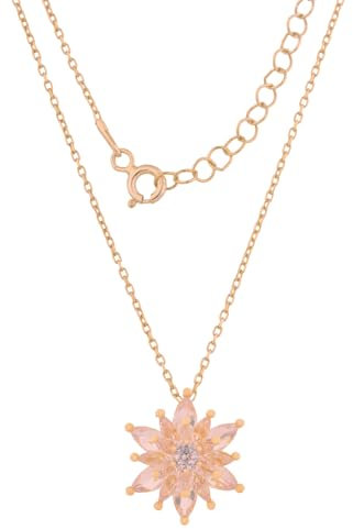 Einzelstück® Halskette Pure Lotus Anhänger I 925 Sterling Silber mit 14 Roségold vergoldet I Silberkette mit Zirkonia Steinen