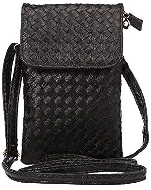 Narunii Petit Sac Bandoulière Portefeuille Téléphone Poche,Mini Sac à Main PU Cuir Pochette Femmes,Universal 6.3“ Pochette Tressé Double Couche pour téléphone Portable