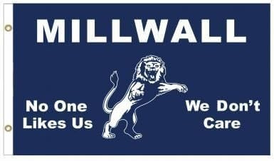 Bandiera gigante dei Millwall Lions No One Likes Us – Bandiera per tifosi di calcio londinese – The Den – 150 cm x 90 cm