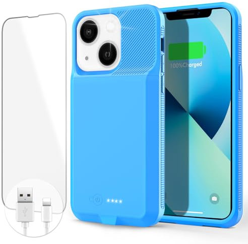 Tailasi Ultra-Slim 7000mAh Rechargeable Battery Case for iPhone 13/13 Pro/14/14 Pro (6.1) - Blue