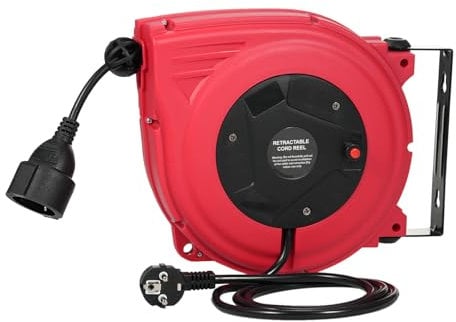 Avvolgicavo Automatico 10 + 1,5 M, Avvolgicavo Retrattile, 1250 W, Con Supporto A Parete Girevole Di 180°, Interruttore Di Protezione Da 15 A, Pulsante Di Reset E Arresto Regolabile Per Montaggio A