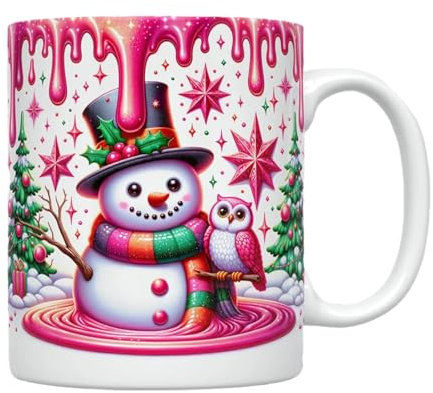 Tuxxjzm Tazas De Muñeco De Nieve De Navidad,Taza De Chocolate Caliente De Navidad, Taza De Chocolate Caliente De Navidad, Taza De Agua De Cerámica Con Patrón De Efecto Visual, Taza De Leche Decorativa