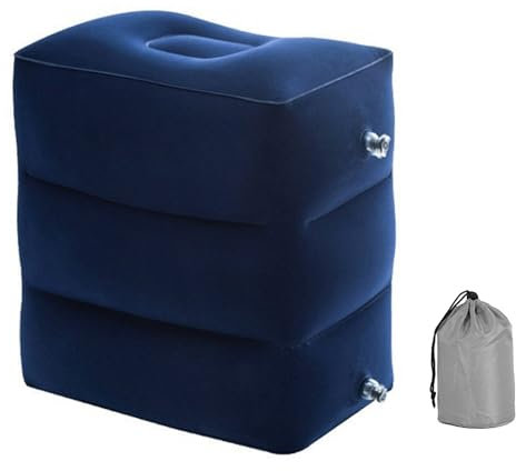 DQZSY Repose-pieds gonflable pour voyage, coussin de repose-pieds de voyage réglable en hauteur pour les enfants pour dormir en voyage, convient pour le bureau, la maison et tout voyage, bleu