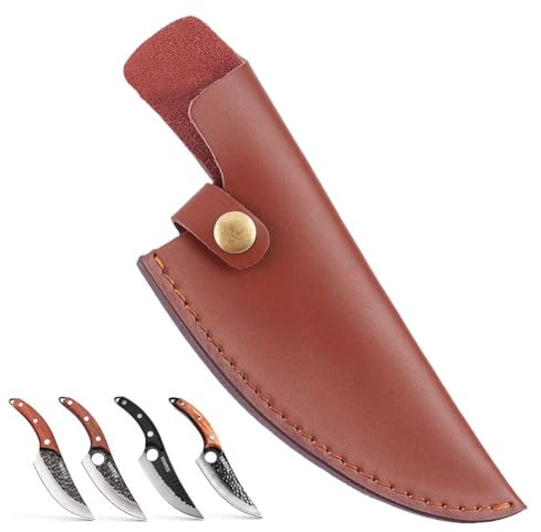 NICENEEDED Leather Knife Sheath Brown, 6 Inch Knives Edge Guards Sleeve with Belt Loop, Handmade Cowhide Sheaths Kitchen Knife Holder for Camping Outdoor Activity
