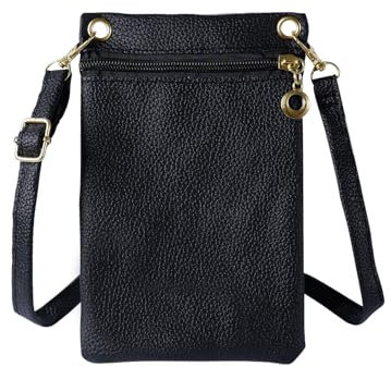 XSDSLS Handytasche für Damen zum Umhängen, PU Leder Handy Umhängetasche, Mini Crossbody Schultertasche Handytasche,Handy Umhängetasche mit abnehmbarem verstellbarem Trageriemen für Frauen (Schwarz)