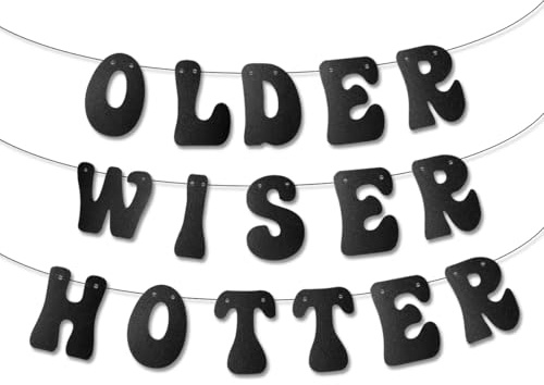 Lotsdonxia Older Wiser Hotter Pull-Up Banner Disco Geburtstag Party Dekoration Banner Geeignet für Szene Dekoration Urlaub Verkleiden