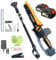 Prunarbo 2 in 1 Mini Chainsaw Cordless 8 inch with Extension Pole, Electric Chain Saw 2X 4Ah Battery Powered 18V Brushless Motor for Cut Wood Tree Trimming (PR-E8 Chainsaw with Pole Set)