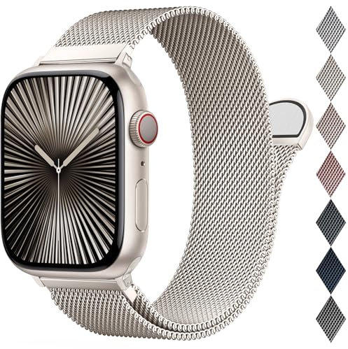 EPULY Milanaise Ersatzarmband Kompatibel mit Apple Watch Armband 46mm 45mm 44mm 42mm 49mm 41mm 40mm 38mm, Magnetische Metall Edelstahl Armbänder für iWatch Series 10 9 8 7 6 5 4 3 SE Ultra 2 1