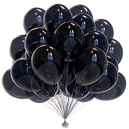 Luftballons Schwarz 50 Stück,10 Zoll/25cm Schwarze Luftballons,Luftballons Geburtstag,Schwarze ballons für Geburtstagsdeko,Hochzeitsdeko,Halloween Dekorationen