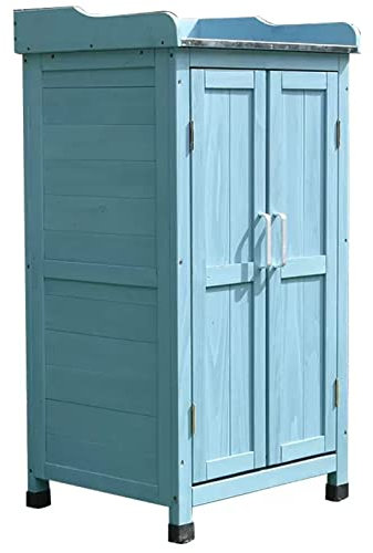 Armoire de rangement de jardin en bois imperméable avec pieds en plastique réglables en hauteur, petit abri de jardin pour arrière-cour et terrasse (taille : A)