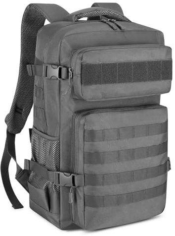 HUNTVP Militär Rucksack Herren 30L Taktischer Rucksack Molle Wanderrucksack Tactical Backpack Sportrucksack Bundeswehr Wasserdicht Daypack für Wandern Camping Outdoor,30L-Grau