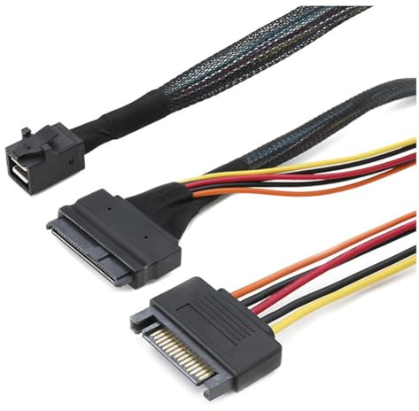 Buerjia Built-in 12G Mini SAS HD to U.2 36P SFF-8643 to SAS U.2 SFF-8639 Cable with 15Pin Power Supply,Suitable for U.2 SSD