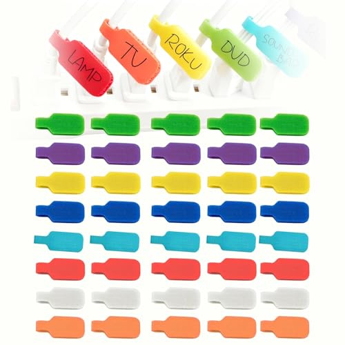 40 Protector Cable Cargador Etiquetas para Escribir | 8 Colores Surtidos,Marcadores para Identificar Cables y de Alimentación o Datos en Casa, Oficina o Entornos Técnicos