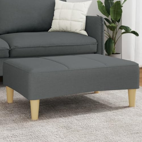 Hoopleep Repose-pieds, gris foncé, 77 x 55 x 31 cm, tissu polyester, respirant, cadre en contreplaqué stable pour le salon, ottoman flexible comme siège supplémentaire