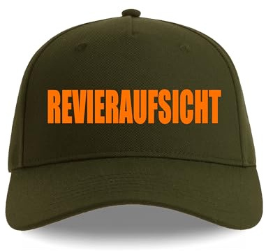 tshirtladen Bestickte Baseball Cap für Förster Jäger Revier Wald Jagd Waldarbeiter Revierjäger Forst Revieraufsicht orange Stickerei Klettverschluss verstellbar 53-61 cm