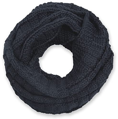 styleBREAKER Unisex Strick Loop Schal kariert, Uni Feinstrick Schlauchschal, Winter Strickschal 01018154, Farbe:Midnight-Blue/Dunkelblau
