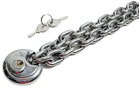 KAMERO Edelstahl Kettenschloss, Edelstahlkette mit Vorhängeschloss, rostfrei (6mm Kette, 100cm)