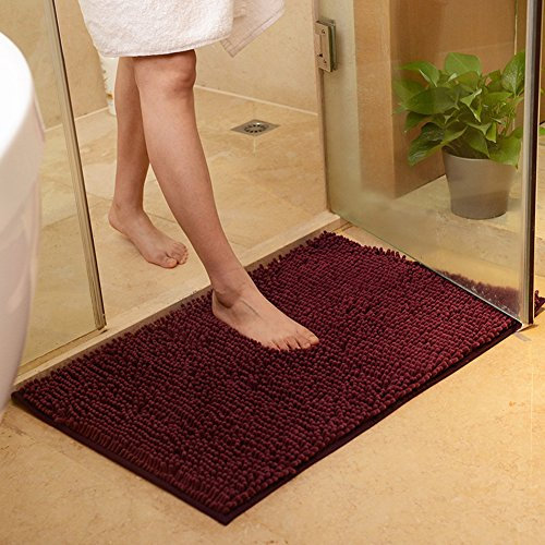 DOTBUY Tapis de Salle de Bain, Chenille Super Absorbant Anti-dérapant Tapis de Bain Confortable Tapis de Salle de Bain Tapis de Douche (50 * 80cm, Violet foncé)