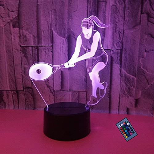 YTDZLTD Kreative 3D Tennis Nacht Licht 16 Farben Fernbedienung Touch Schalter Dekor Lampe Optische Täuschung LED Lampe Tisch Kinder Geburtstag Weihnachten Geschenke