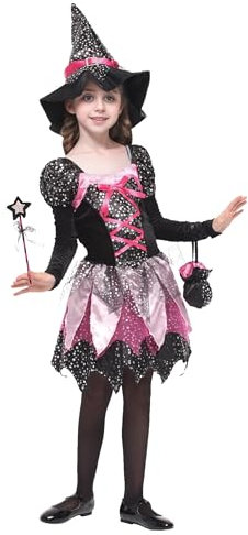 EOZY-Principessa Vestito Cospaly Bambina Carnevale Abito da Magico Strega Rosa (Petto 62-72cm)