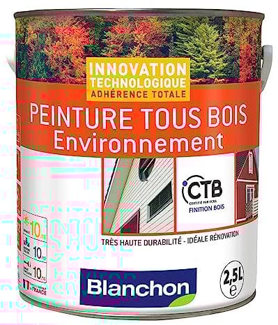 Blanchon Peinture Tous Bois Environnement 2,5L - Couleur - Blanc signalisation - RAL 9016