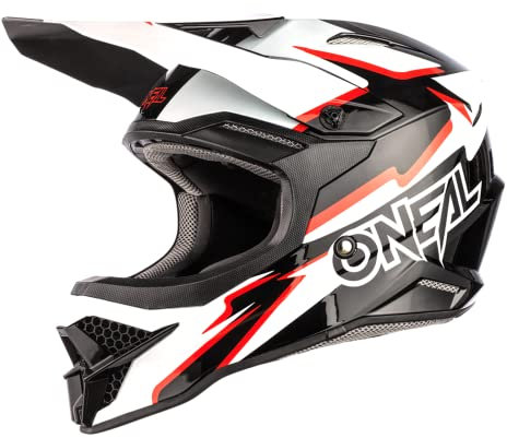 O'NEAL | Motocross-Helm | MX Enduro Motorrad | ABS-Schale, Sicherheitsnorm ECE 22.05, Lüftungsöffnungen für optimale Belüftung und Kühlung | 3SRS Helmet Voltage | Erwachsene | Schwarz Weiß | Größe L